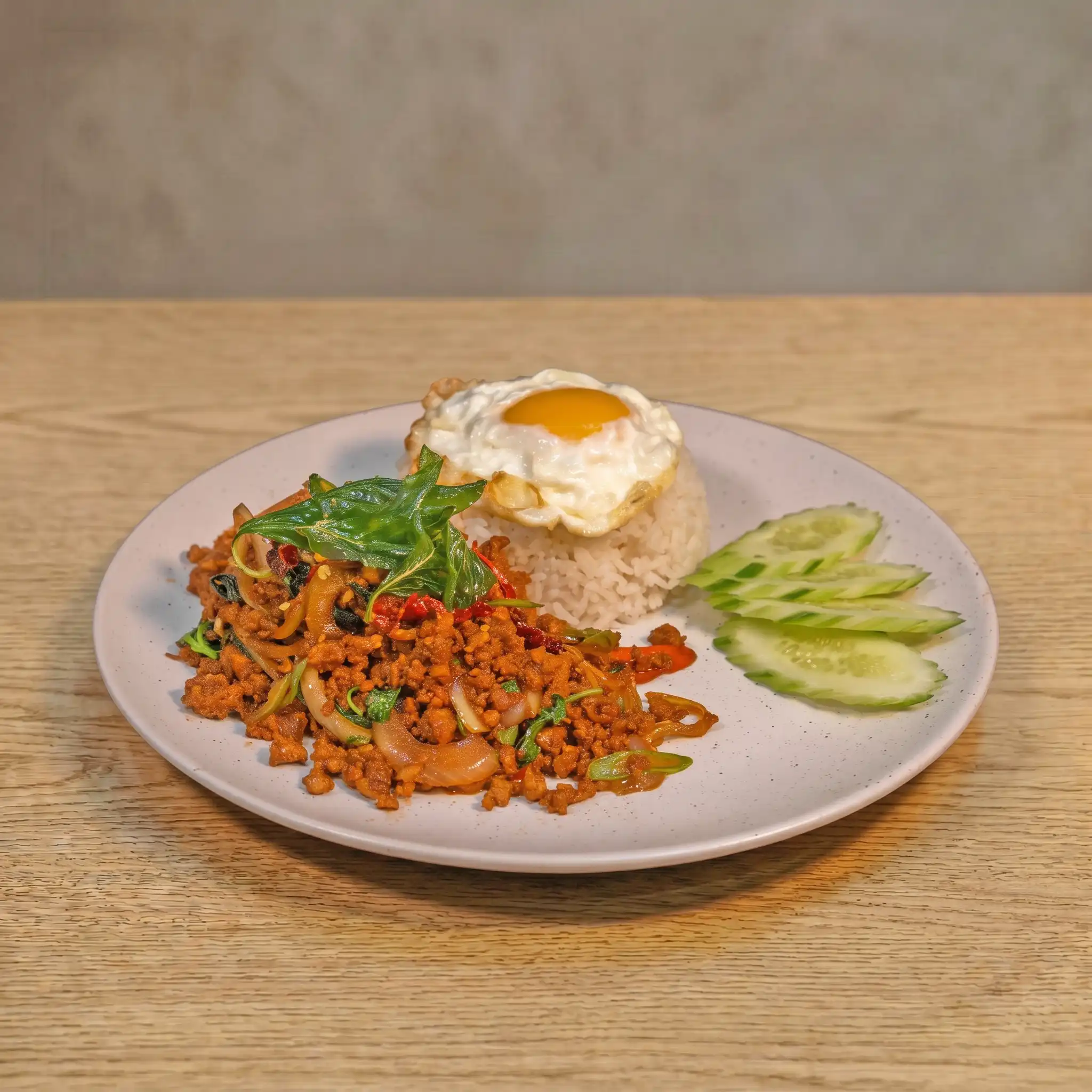 Thai Basil Minced Beef with Rice & Egg